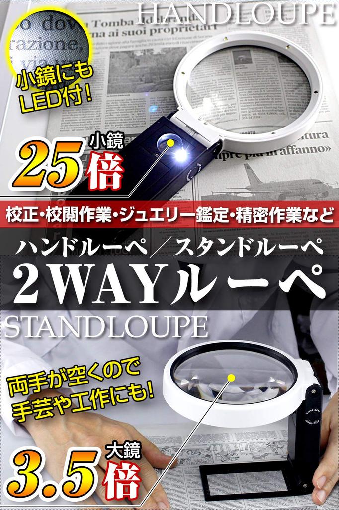 PhoenixLoupe Handheld Magnifying Glass with Stand [3.5x & 25x Magnification], 2 Lenses, 5 LED Lights, and Black Light Included (45-Day Warranty)