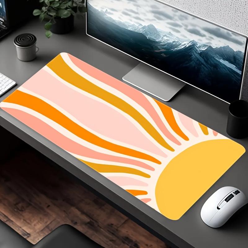 1PC Orange Sun Pattern Large Gaming Mouse Pad, Keyboard Rug, Anti Slip Rubber Table Pad, XXL Cute Mouse Pad 1000x500mm Playmat