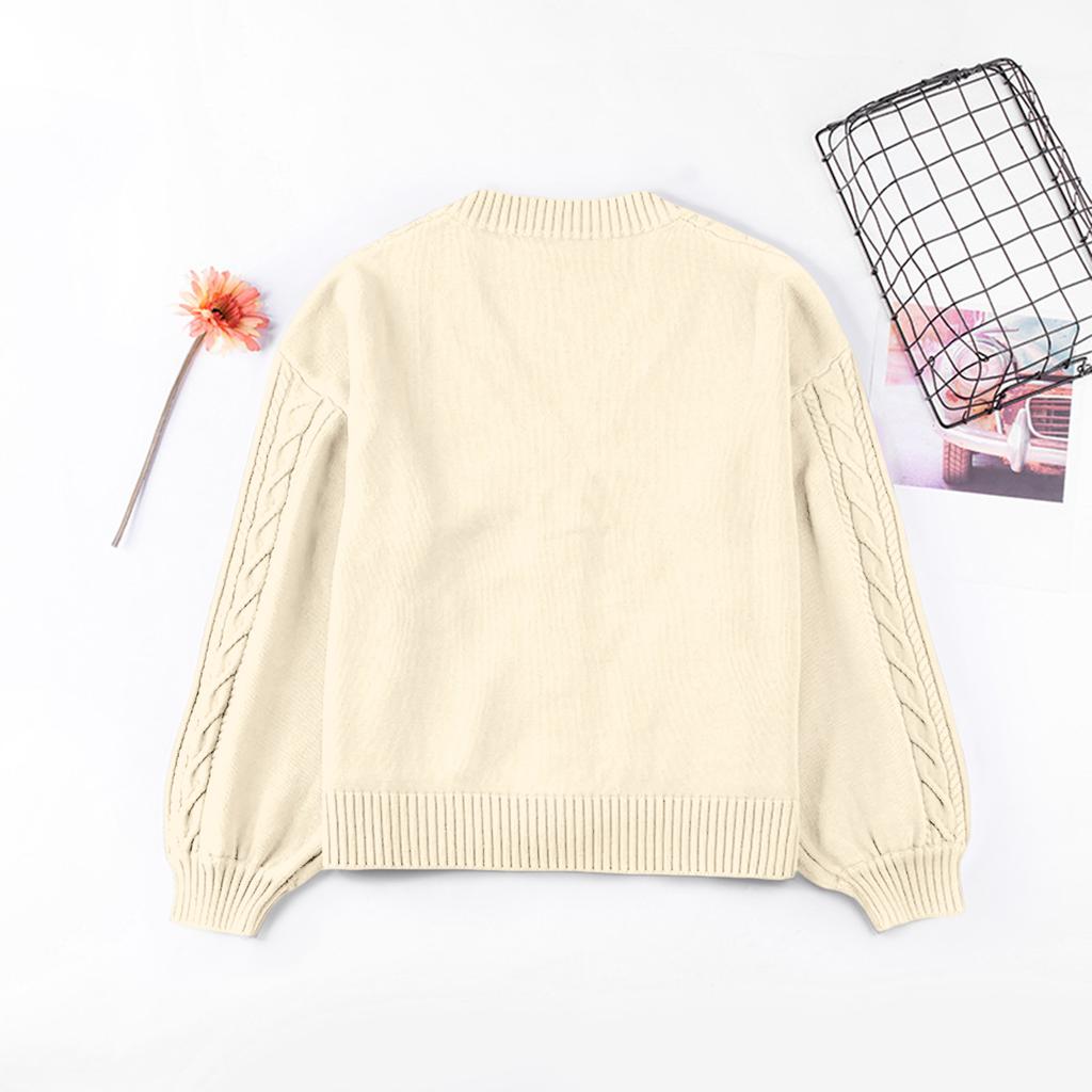 Women's Solid Color Long Sleeved Button Knit Cardigan Jacket Sweater Knit Sweater