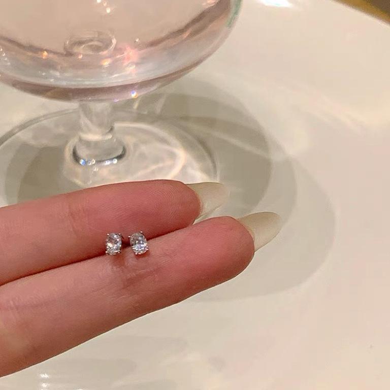 

Versatile zircon silver needle earrings women s light luxury niche earrings design sense advanced earrings women s small earbone earrings
