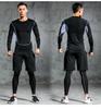 Men's Fleece-Lined Breathable Fitness Set: Warm Base Layer Tights & Long Sleeve Shirt for Running/Basketball