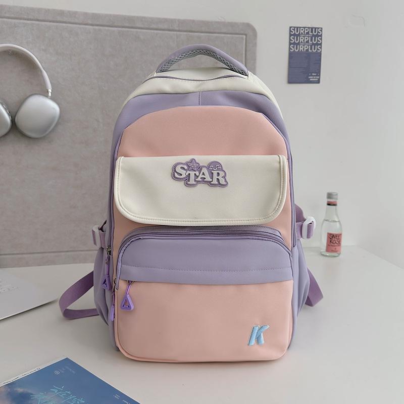 Schoolbag Large Capacity Contrasting Color Backpack Female Cute Small Fresh College Style School Bag Girls Junior High School High School Backpack 