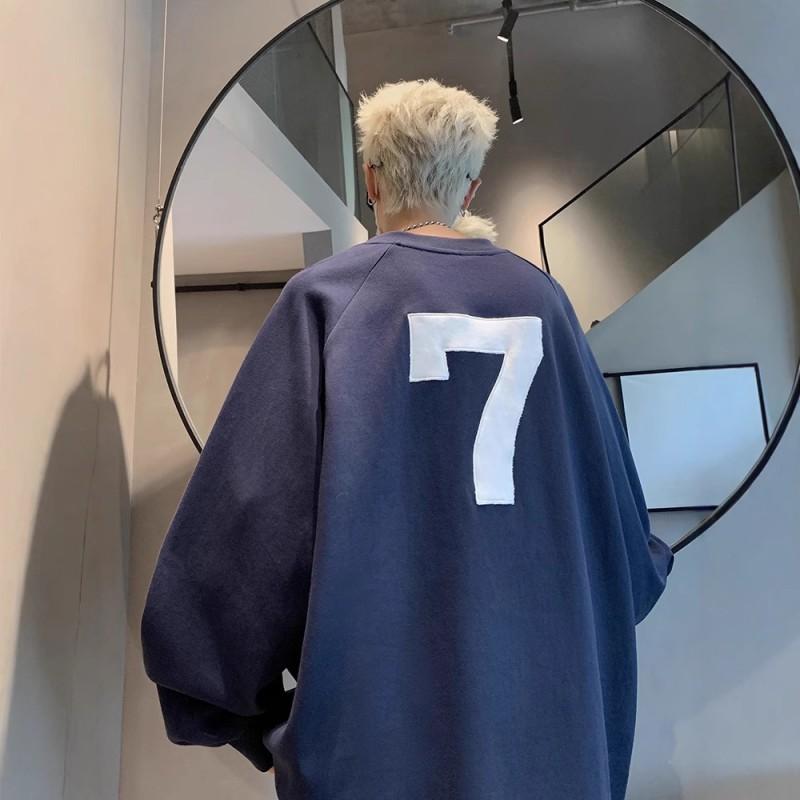 Mens Oversized Crewneck Sweatshirt Casual Loose Fit Streetwear Letter Print Teen Boys