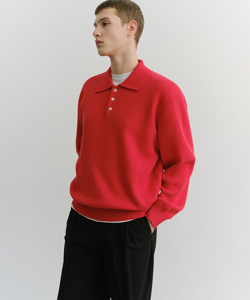 Deonseuteupomaen Cashmere Collared Sweater_Unisex_Udsw6A104_Red