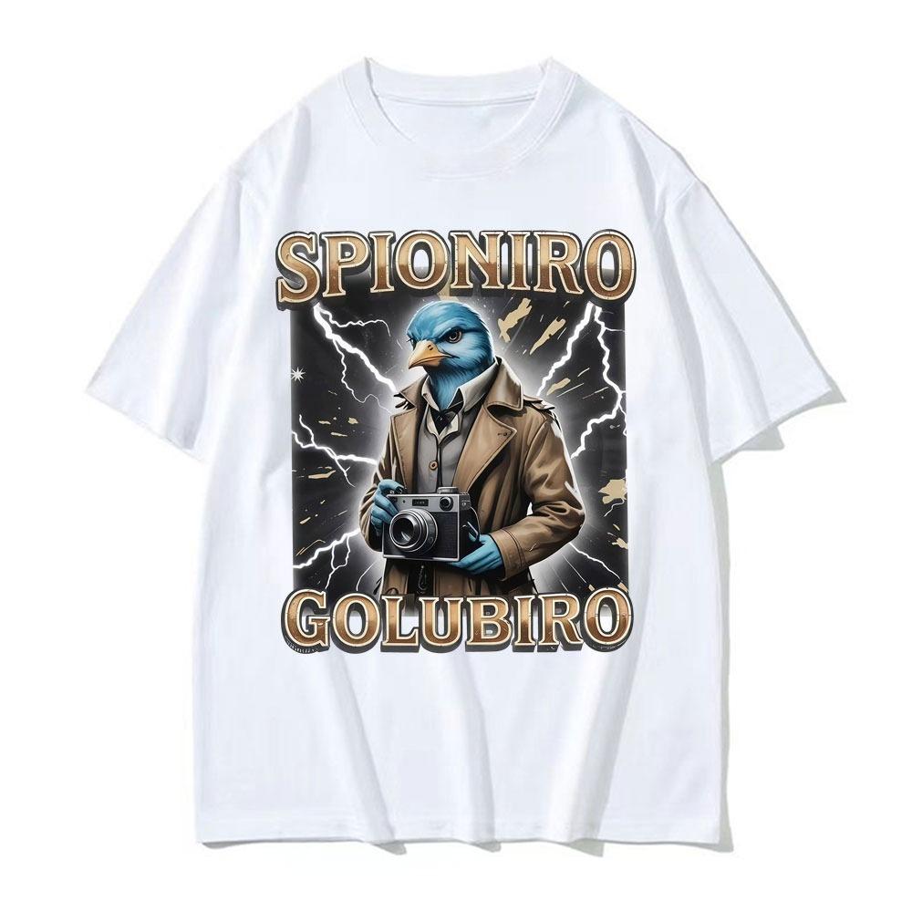 Funny Italian Brainrot Spioniro Golubiro Meme T-shirts for Men Women Summer Tops Comfort T-shirt High Quality T Shirt Streetwear