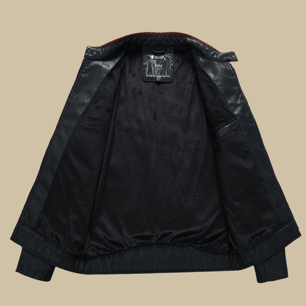 Veste zippée à col montant pour homme, tendance rétro vieillie, veste de moto pour homme