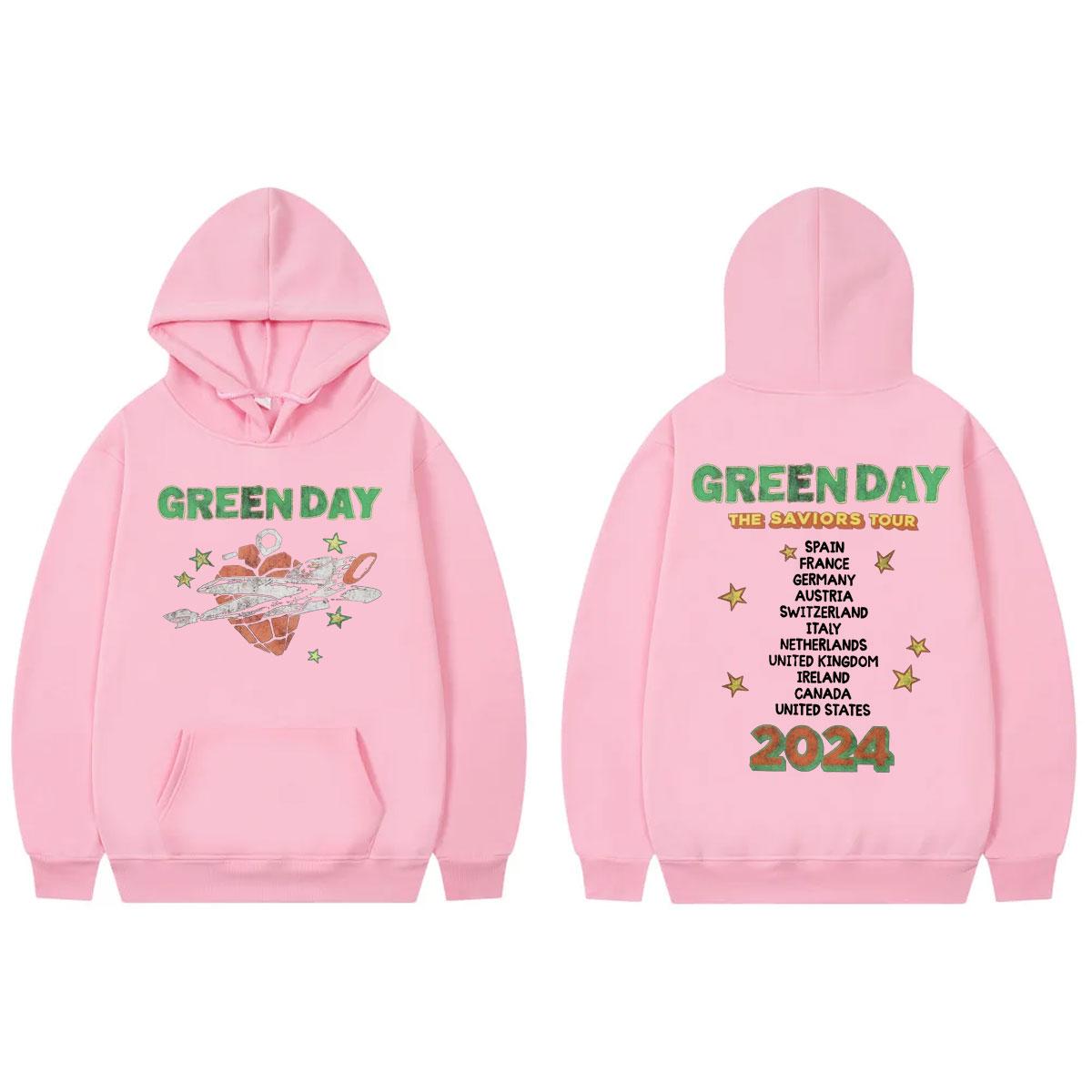 

Осень/Зима Green Day The Saviors Tour 2024 Худи Хип-Хоп Панк Рок Худи Мужское и Женское Ретро Экстра Большое Теплое Худи S