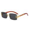 New Fashion Frameless Sunglasses Men's Personalized Leopard Wood Grain Glasses Legs Square Sunglasses Women's Tide
