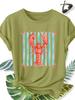 Watercolor Lobster Print Pattern Round Neck Unisexs Comfortable And Breathable New Summer Outfit Short Sleeved Tshirt Gift