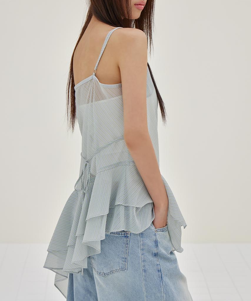 Leondeondada Sheer Flare Layered Dress, Gray