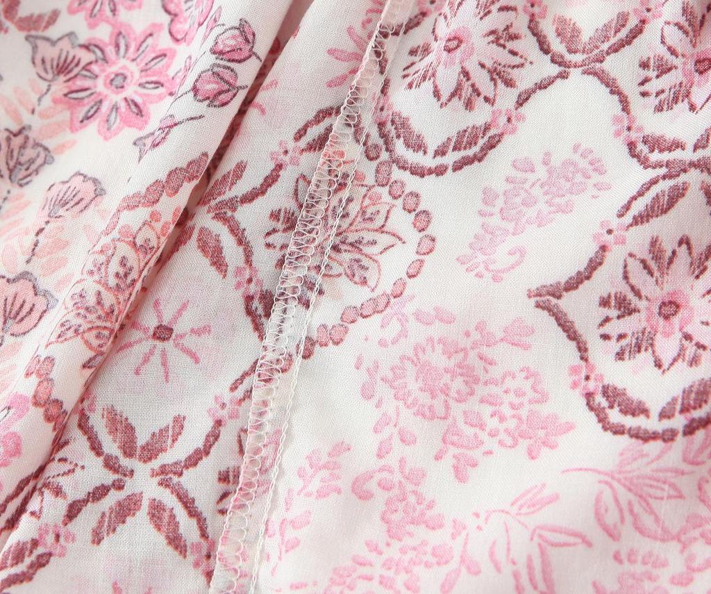 2025 Spring Women's European & American Casual Puff Sleeve Print Dress