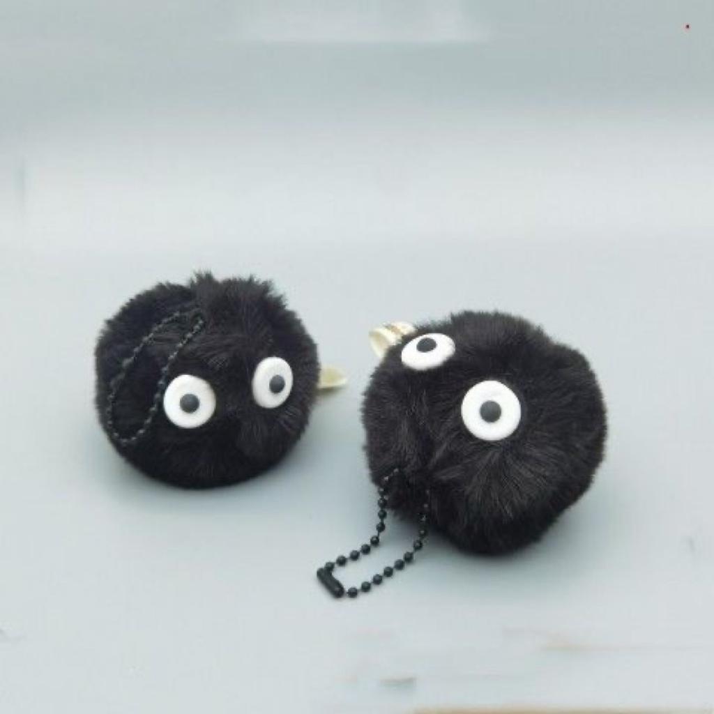 10PCS Pet Toy Coal Ball Figurines Keychains Accessories Cute Plush Black Coal Ball Cartoon Bag Pendants