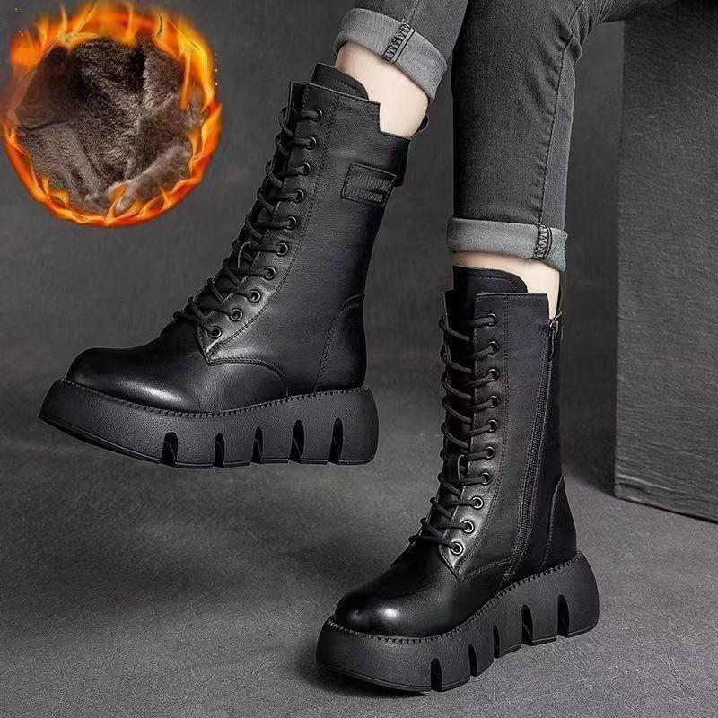 Herbst und Winter Plus Samt Martin Stiefel Damen Weichbesohlte Martin Stiefel Einfarbig Dickbesohlte Kurze Stiefel