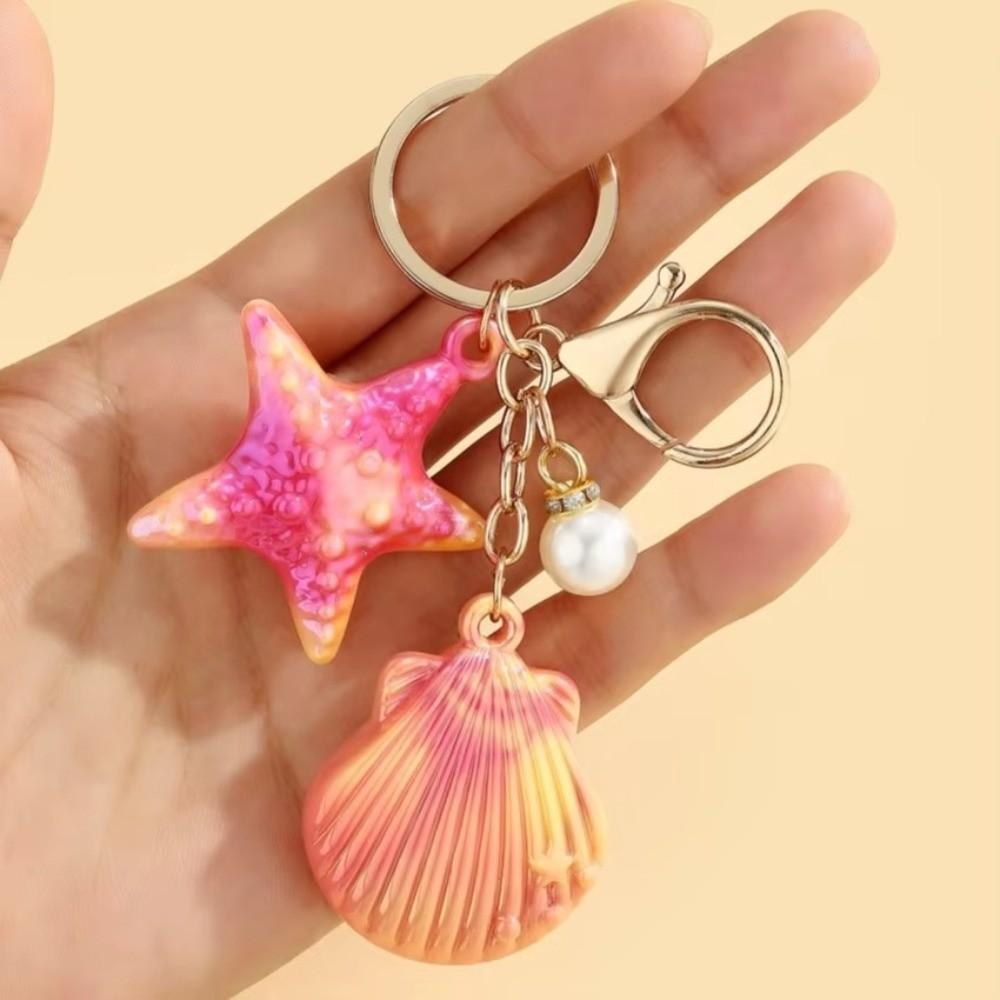 Colorful Shell Key Ring Marine Creature Shell Pendant Shell Keychain  DIY Jewelry Gifts