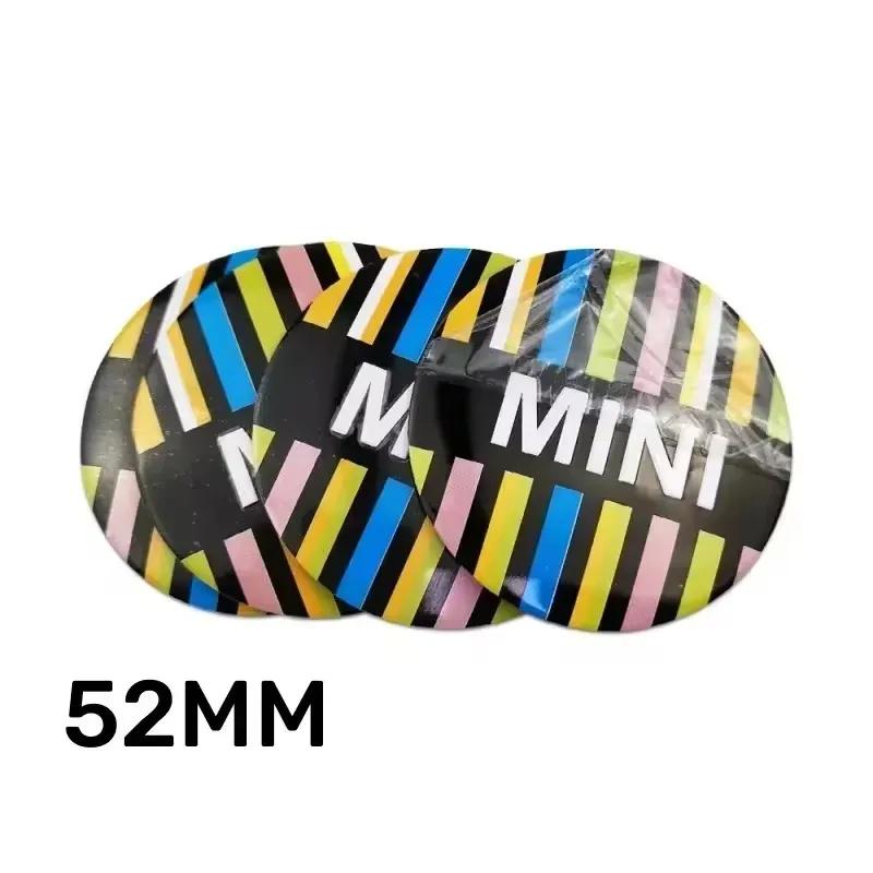 4pcs 52MM Car Wheel Center Hub Stickers Logo for Mini Cooper JCW R50 R52 R53 R56 R57 R58 R60 MINI CLUBMAN COUNTRYMAN Accessories