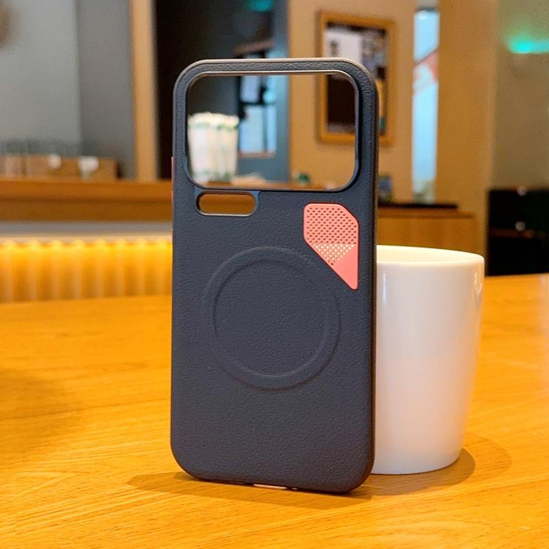 

Fashion Two-Tone Vegan Leather Magnetic Case For Xiaomi 17 Pro Max 15 15S Pro Plain Cover With Heat Dissipation Designs Xiaomi 17 pro max чёрный