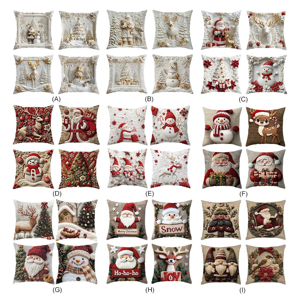 2025 45x45cm Christmas Pillowcase Cartoon Santa Snowman Elk Sofa Cushion Cover Home Bed Car Decor Merry Xmas Square Pillow Case