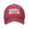 Classic Dunder Mifflin Logo Baseball Caps Men Women Distressed Denim Washed Sun Cap The Office Travel Adjustable Hats Cap