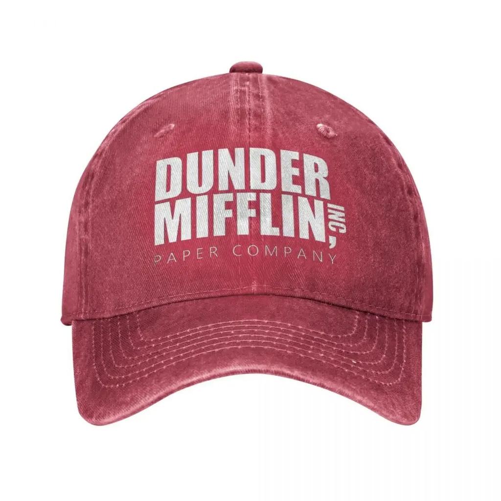 Classic Dunder Mifflin Logo Baseball Caps Men Women Distressed Denim Washed Sun Cap The Office Travel Adjustable Hats Cap