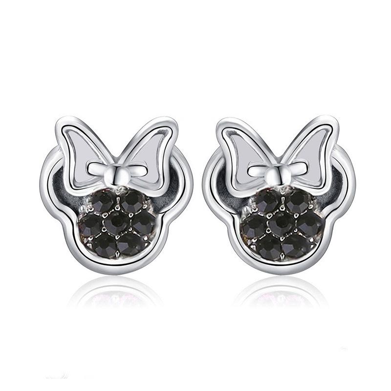925 Stamp Silver Color Crystal Cartoon Animal Charm Stud Earrings For Women Grils Kids Wedding Gift Female pendientes eh020