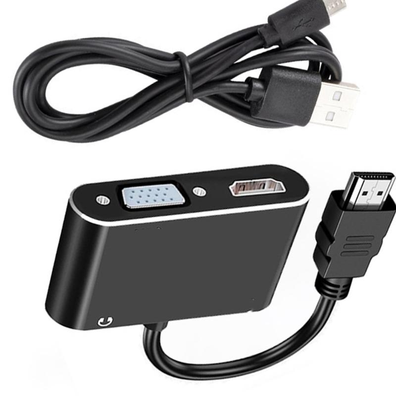 1080P Resolution VGA Adapter with Audios Port Plug and Play for Multiple Systems Portable Converter