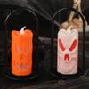 Halloween Candle Lantern LED Flameless Pillar Candles, Spooky Face Handheld Light, Battery Decor Operated Flickering Fake Candles for Party Home Table