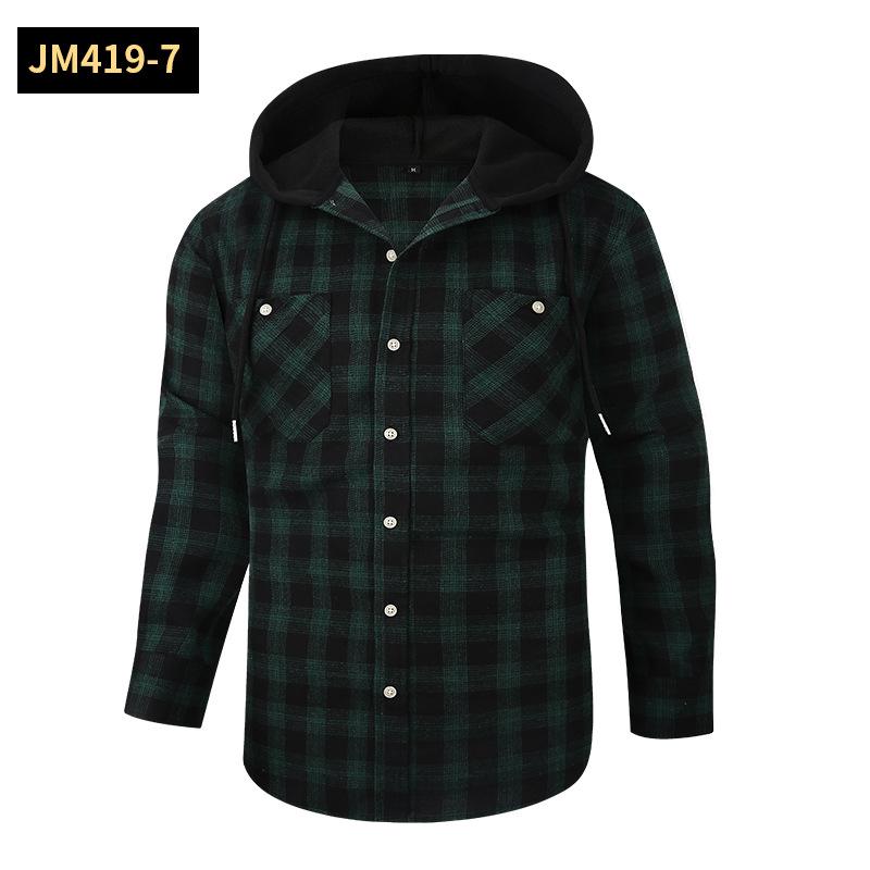 2024 Frühling Herren Casual Plaid Flanell Kapuzenhemd - Lange Ärmel, High-End-Gefühl