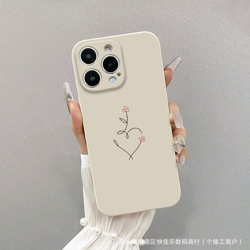 Line flower love for iPhone11/12/13/14/15promax Apple 16PROMAX mobile phone case
