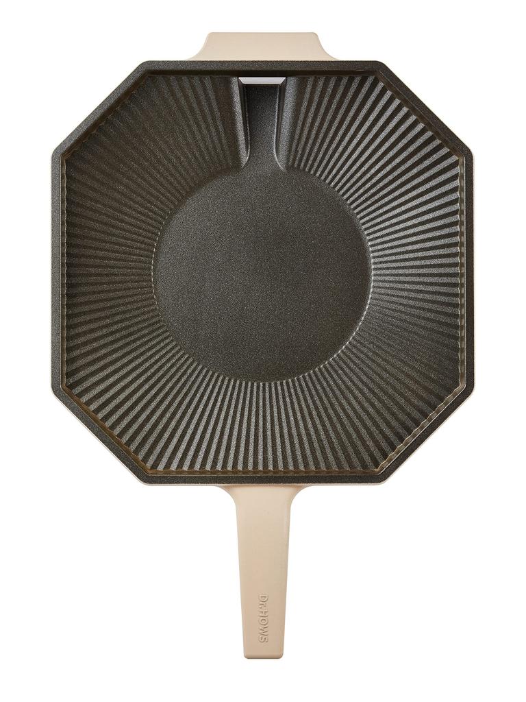 Dr.HOWS Palette Grill Pan 28cm Octagonal Deep Beige (Gas Stove Only) Pastel Korean BBQ Pan Home Camping Samgyeopsal [Officially Sold in Japan]