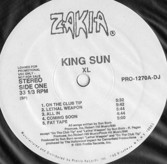 

LP Record KING SUN XL PRO1270DJPROMO ZAKIA 1989 US Rap HipHopRB Used