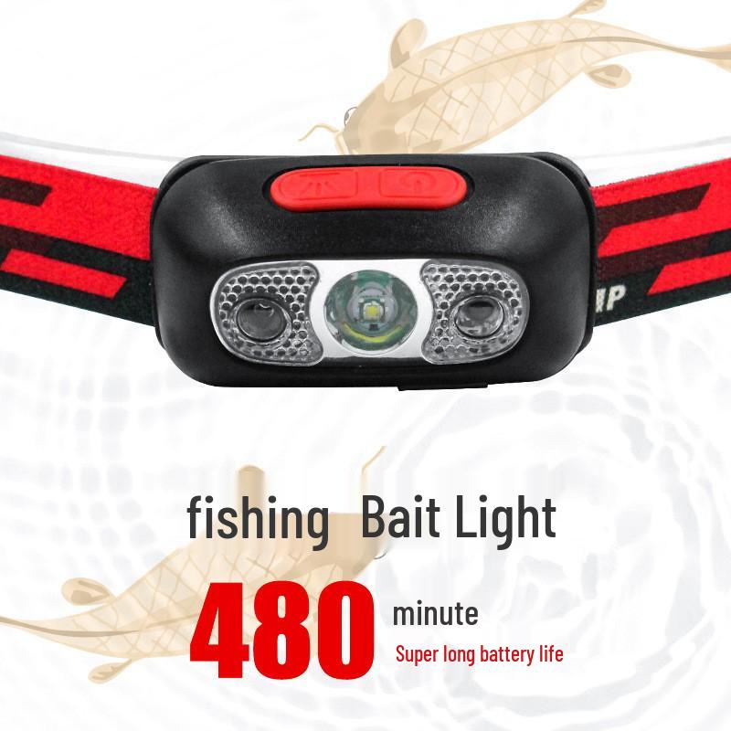 USB Rechargeable LED Headlamp with Wave Sensor - Waterproof for Fishing & Camping