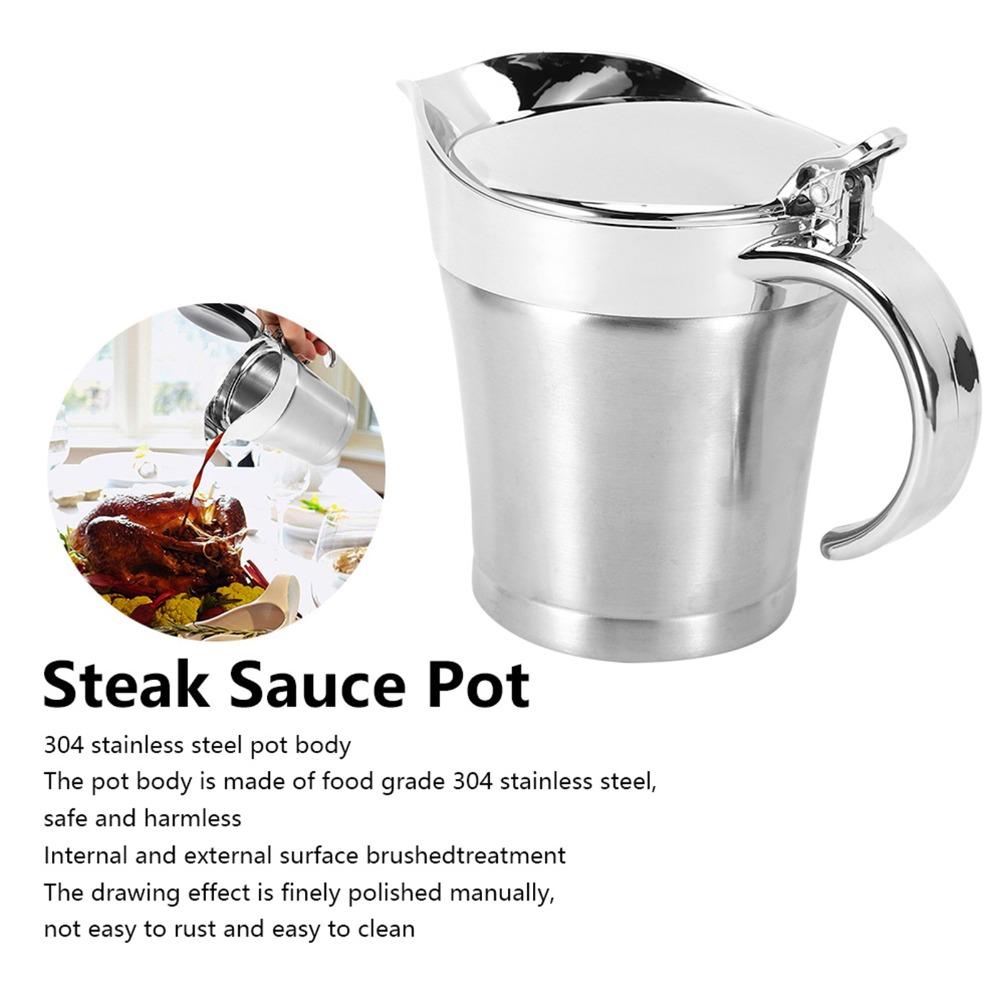 304 Stainless Steel Gravy Boat 750ml Sauce Storage Container Durable Steak Sauce Pot Home Use