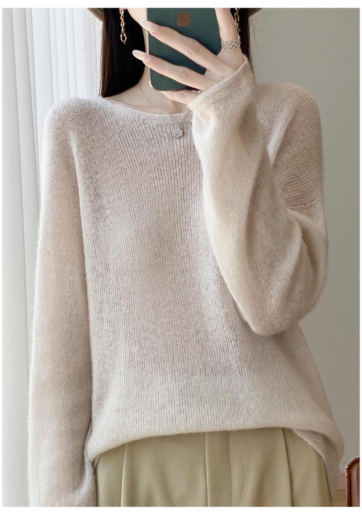 2025 Women's French Tencel Wool Knitwear: Autumn/Winter Seamless, Loose, Slimming, Lightweight, Warm, and Comfortable Sweater