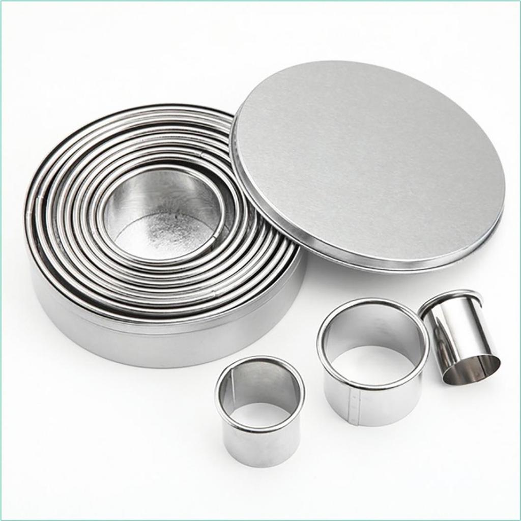 Buy 12Pcs Stainless Steel Round Mousse Fondant Cake Mold Cookie Cutter