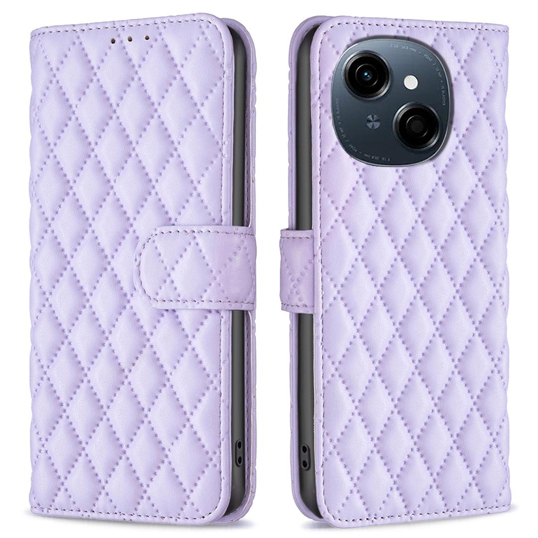

BINFEN COLOR BF Style-14 For TECNO Spark Go 2025/Spark Go 1/Pop 9 4G Case Rhombus Phone Leather Cover Stand Purple