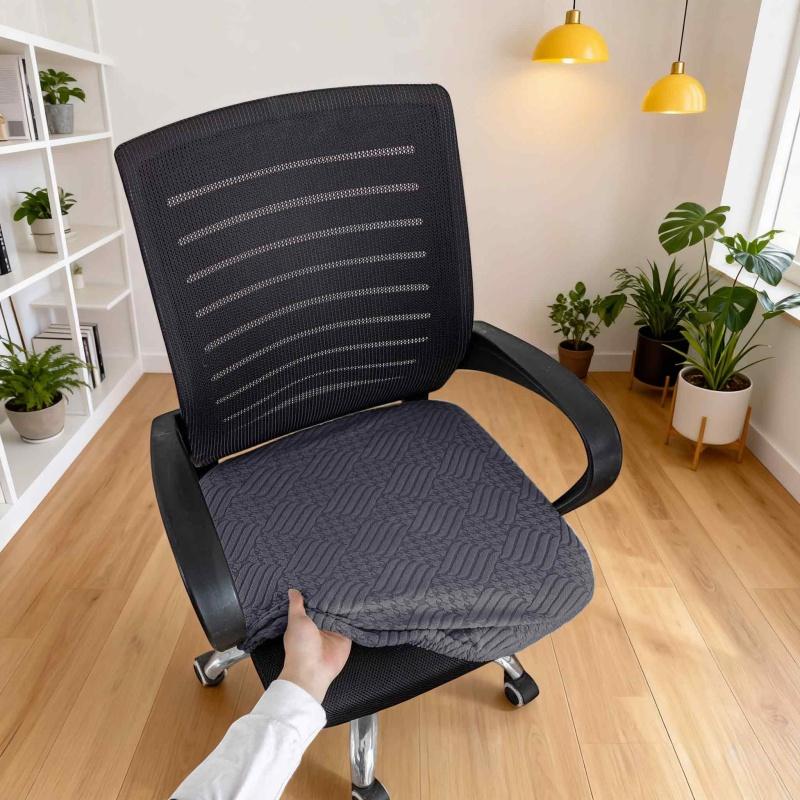 1PC Jacquard Chair Seat Cover Soft Touch Non-Slip Chair Cushion Pad Protector For Dining Room Office - Universal Size Fit