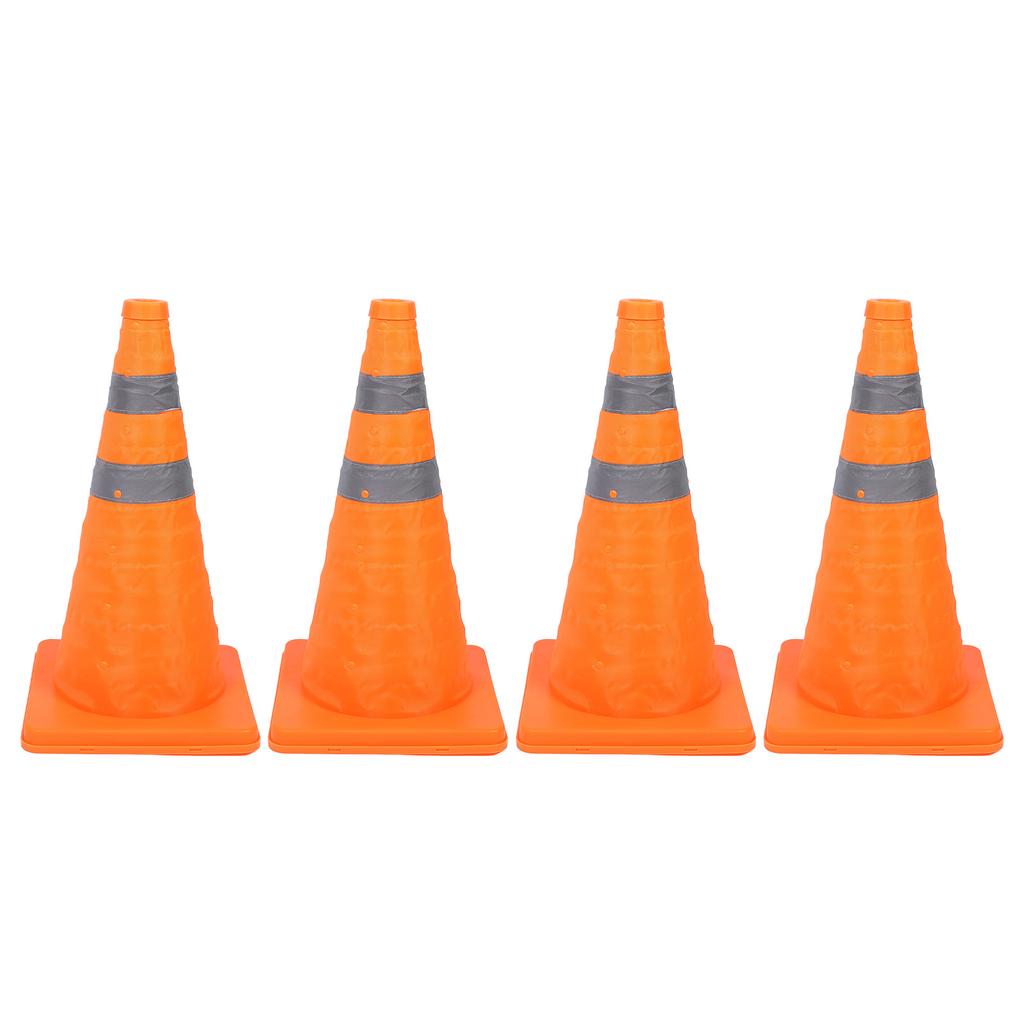 4Pcs Traffic Cones 45cm 360 Degrees  Reflective Strips Foldable PP Base Waterproof Oxford Cloth Safety