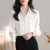 2025 Autumn Women's White Drapey Professional Shirt: Niche Design for Workplace