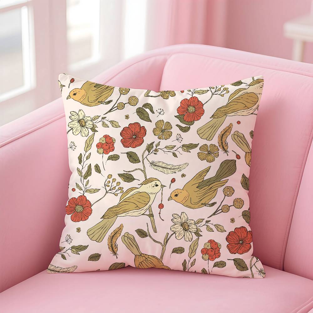 Vögel Schmetterlinge Blumen Kissenbezug Musterdruck Kissenbezug Wohnzimmer Sofa Kissenbezug Schlafzimmer Raumdekor