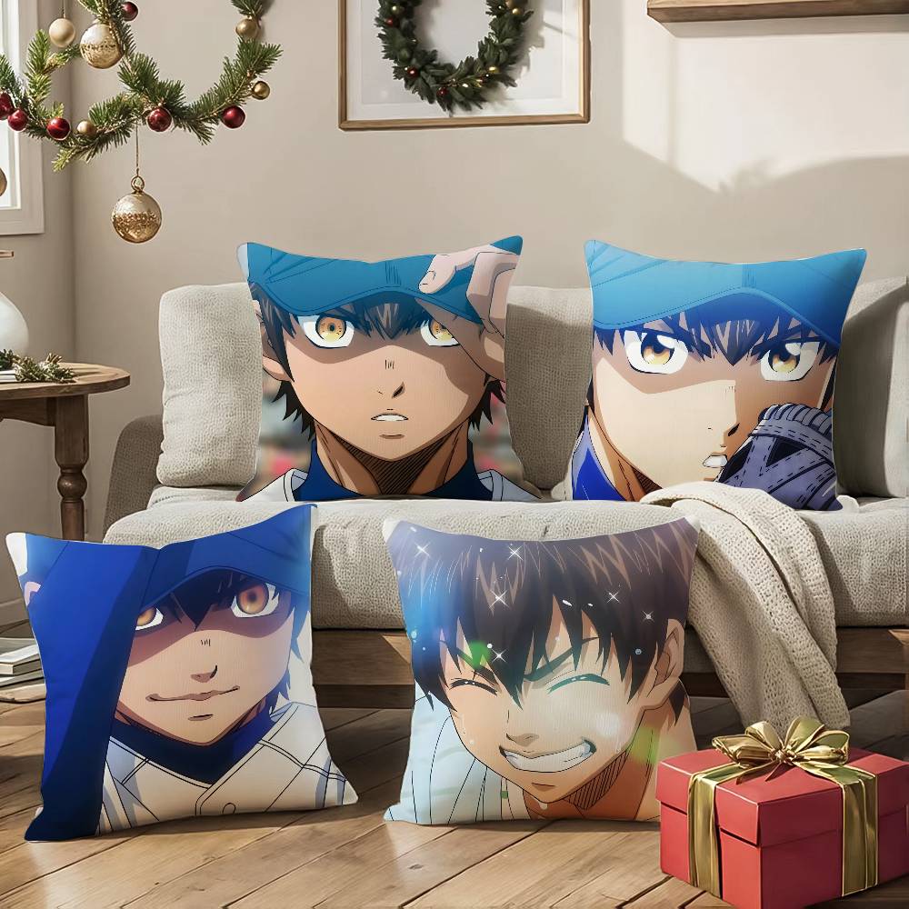 S-Sawamura Eijun Pillow Case Anti-dustmite Pillowcase Invisible Zipper Silky Sofa Cushion Cover