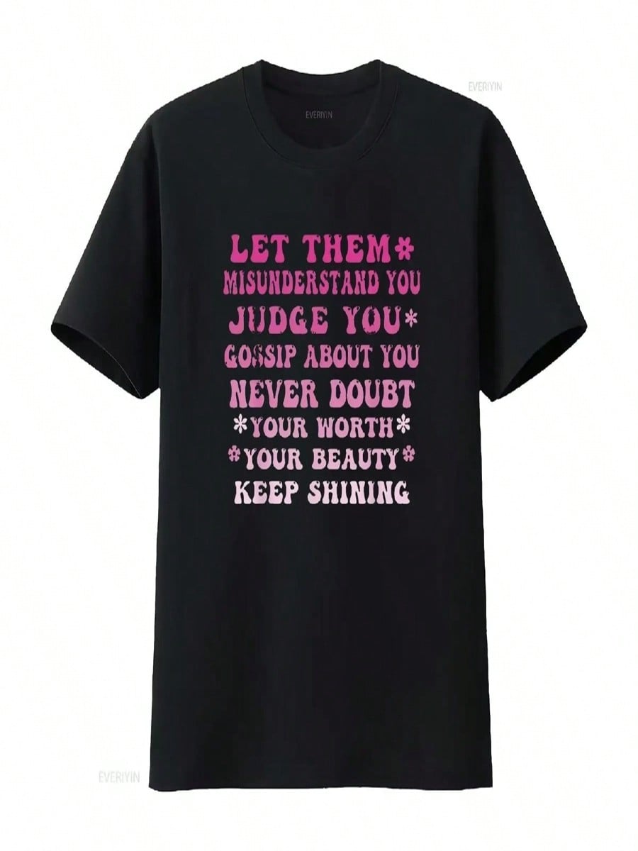 Let Them Misunderstand You Girls Women Inspirational Quote T Shirt Black 3X Large Vintage Washed Homme Unisex Fashion Graphic S разноцветный