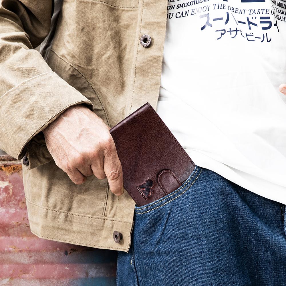 RFID Genuine Leather Men Wallet Large Capacity Card Holder Coin Purse