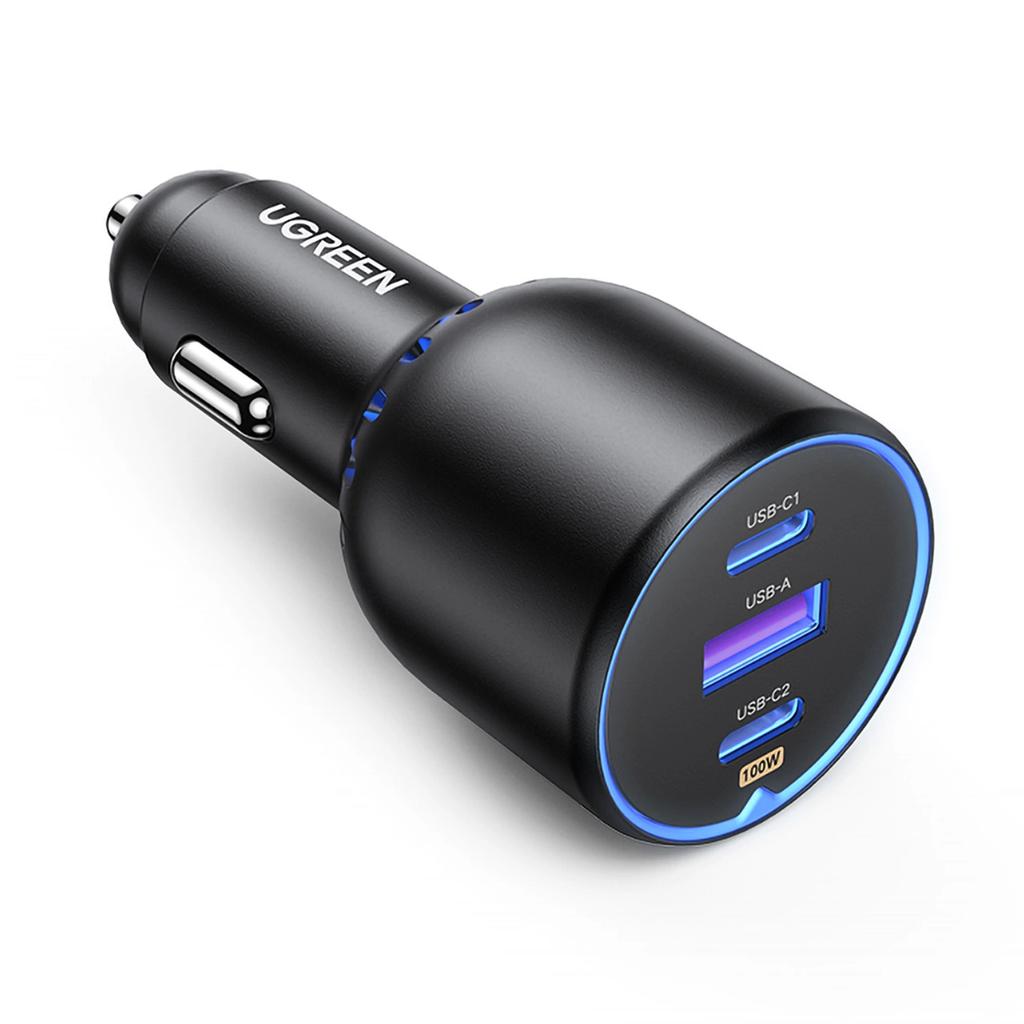 Ugreen Cd293 Car Charger 2X Usb-C Pd And 1X Usb-A 130W - Black