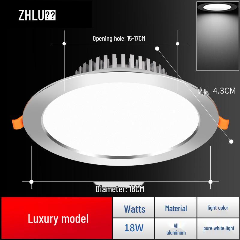 1294-inch Recessed Downlight Ceiling Spotlight for Living Room - 18" Full Aluminum