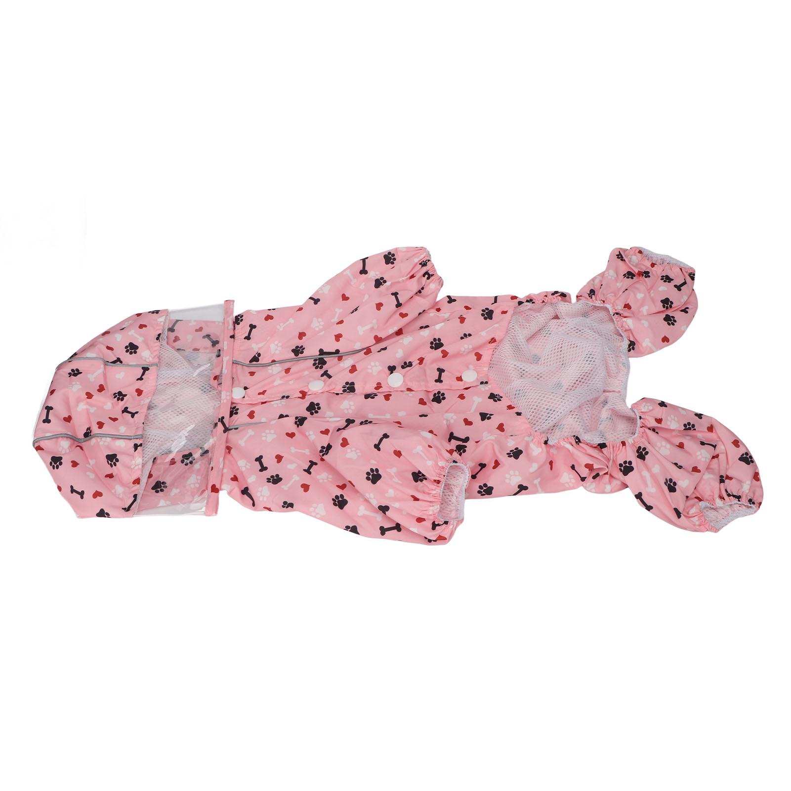 Imperméable Réfléchissant pour Chiot Imperméable Respirant Motif Mignon Animal de Compagnie Chien à Capuche Manteau de Pluie avec Anneau en D XL XL pink