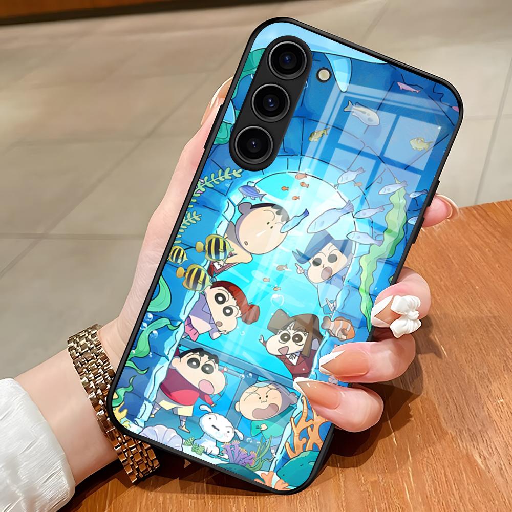 C-Crayon Cartoon Shin Chan Phone Case For Samsung S26 S25 Edge Ultra S23 S22 S21 S20 Ultra Plus S24 Fe A54 A53 A25 Glass Cover