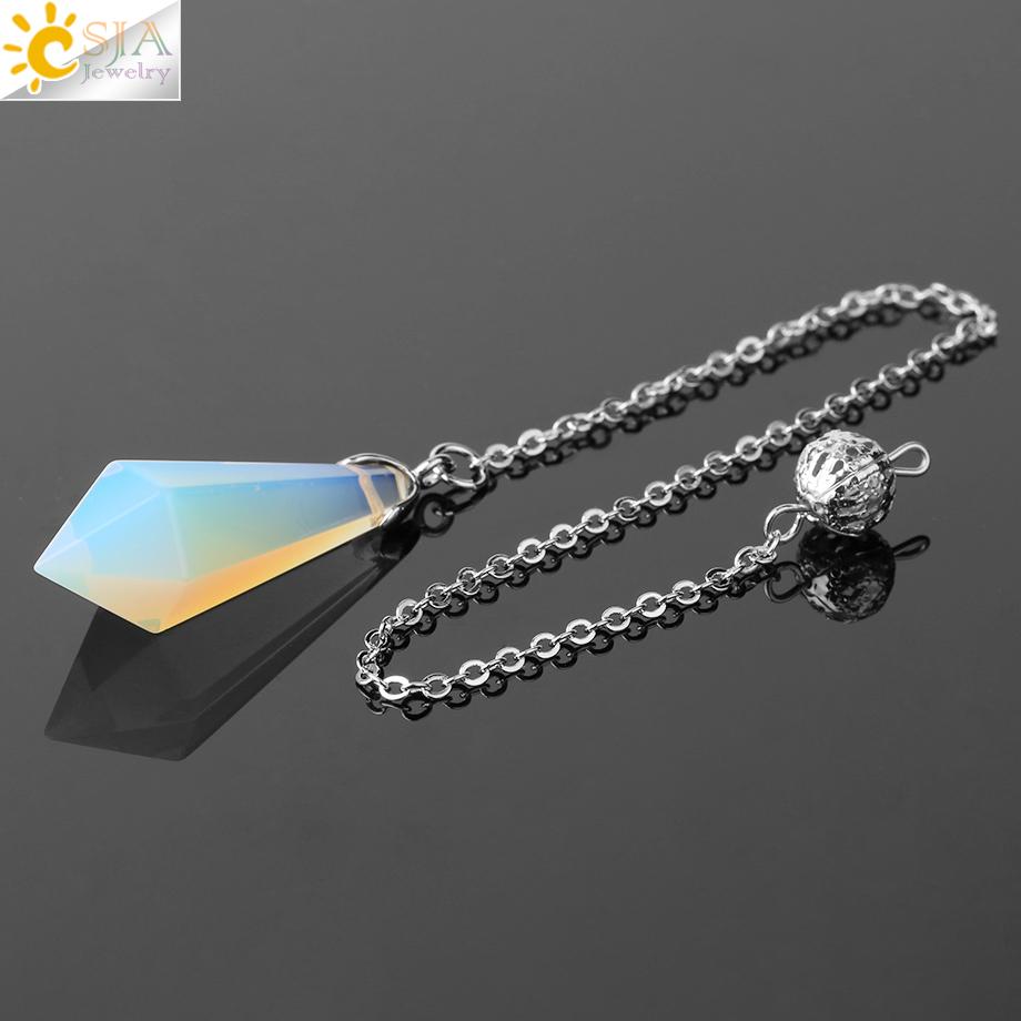 CSJA Rock Crystal Quartz Pendulum for Dowsing Rod Natural Stone Pendant Pendulos Pendules Radiesthesia Spiritual Products G690