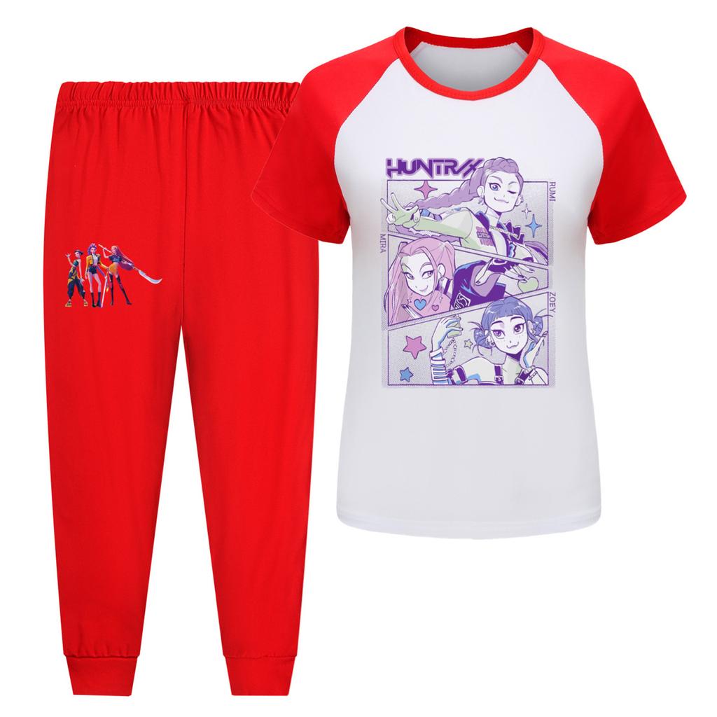 Children's Summer Sports T-shirt And Pants Two-piece Sportswear Set Short-sleeved Printed Clothing Suit