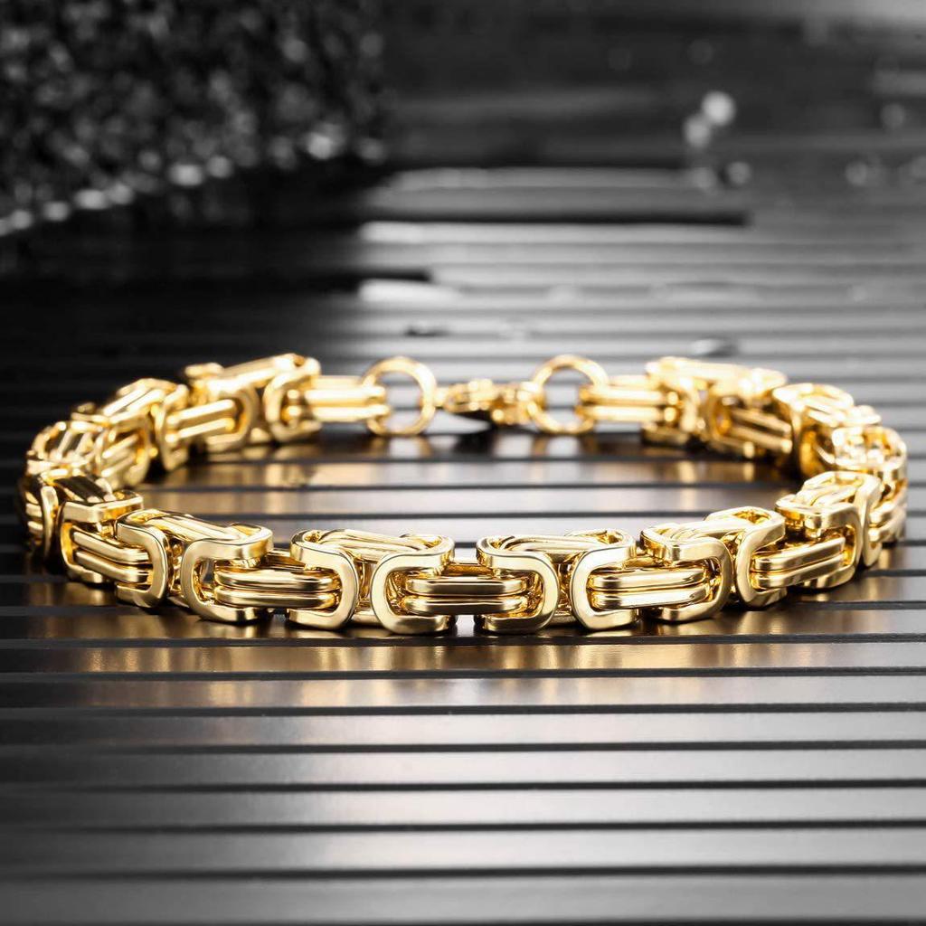 K-pop Fashion Men's Multi-Color Titanium Steel Square Buckle Necklace