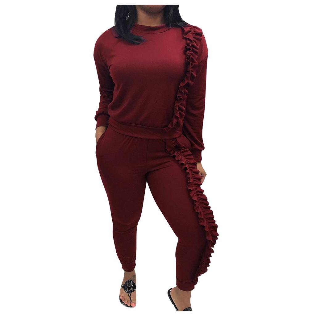 

(SU)Женская осенняя мода с кромкой листа, тонкие брюки, спортивный костюм для отдыха